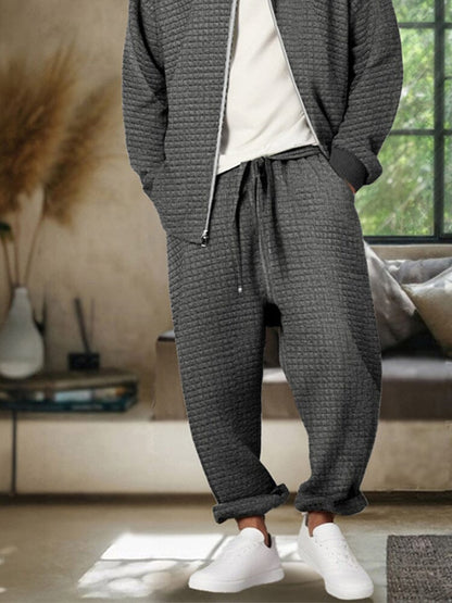 Casual Textured Jacket Set