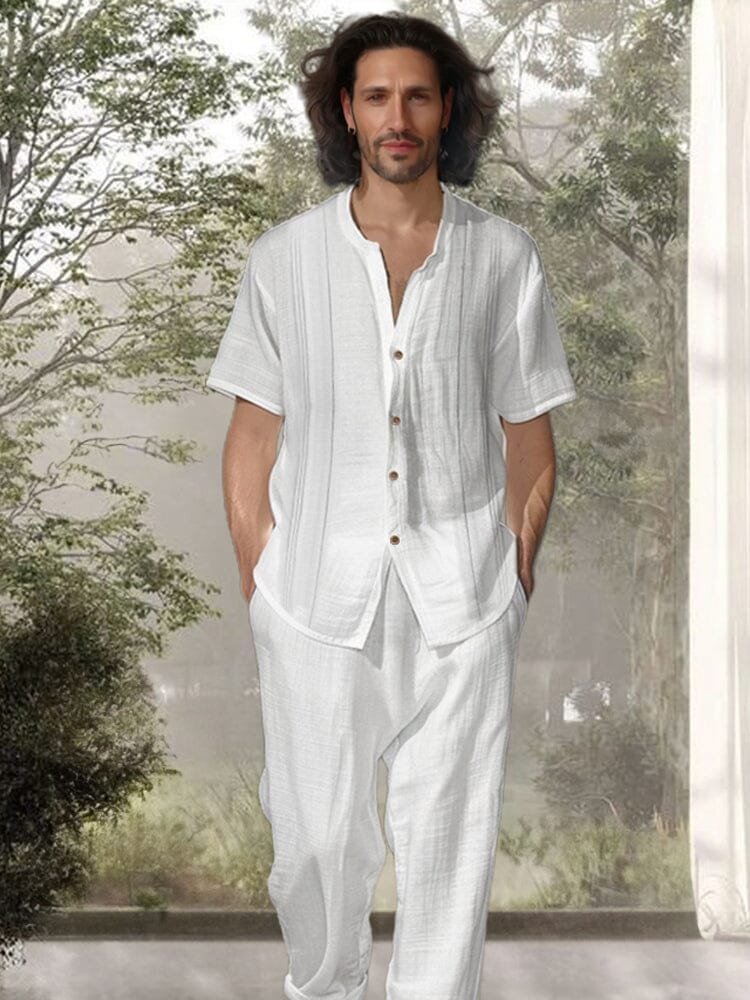 Simple 100% Cotton Shirt Pants Set