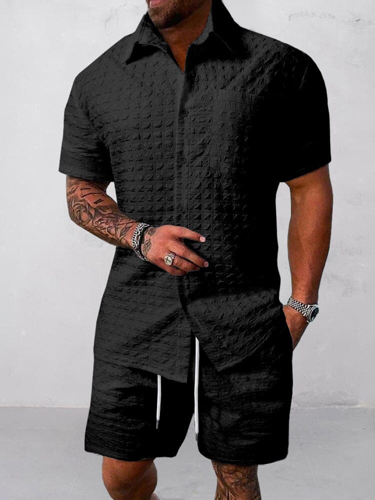 Leisure Textured 2-Piece Shirt Outfits