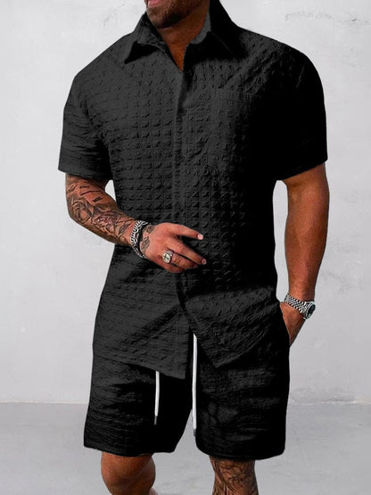 Leisure Textured 2-Piece Shirt Outfits