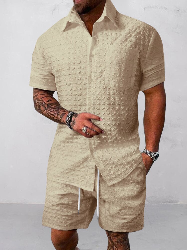 Leisure Textured 2-Piece Shirt Outfits