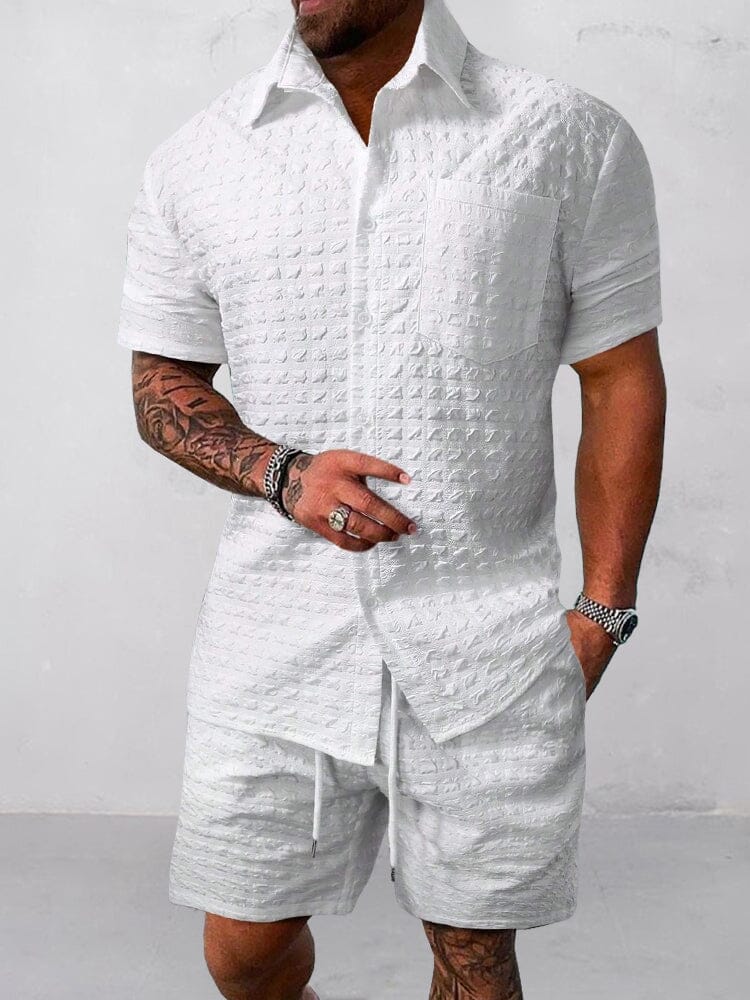 Leisure Textured 2-Piece Shirt Outfits