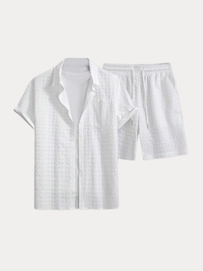 Leisure Textured 2-Piece Shirt Outfits