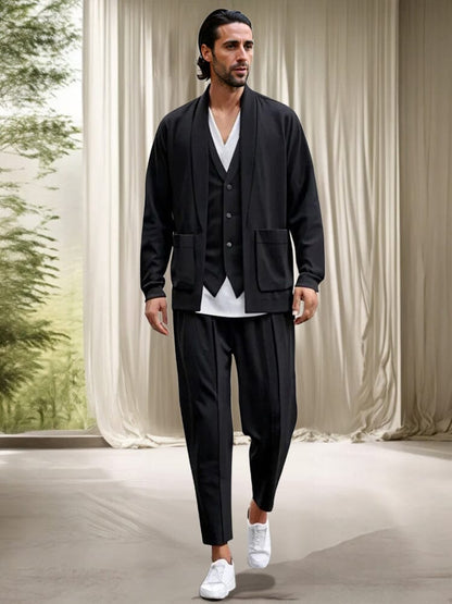 Fake Two-Piece Outerwear and Pants Set