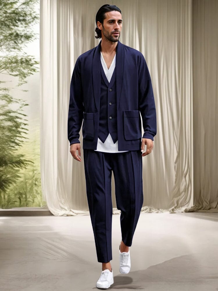 Fake Two-Piece Outerwear and Pants Set