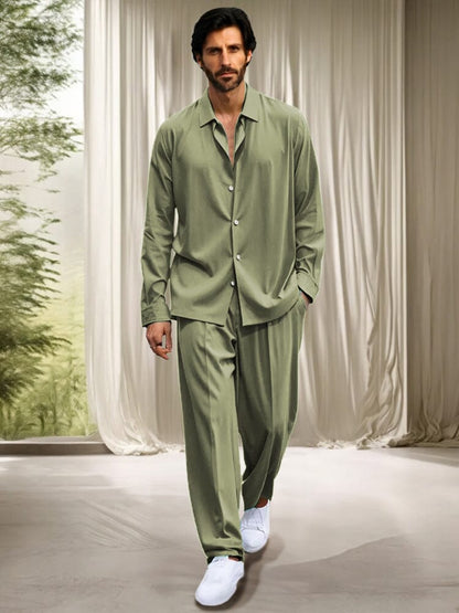 Minimalist Solid Shirt Set