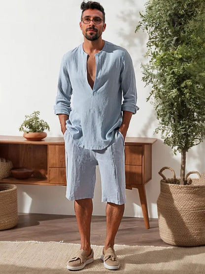 Soft 100% Cotton Shirt Shorts Set