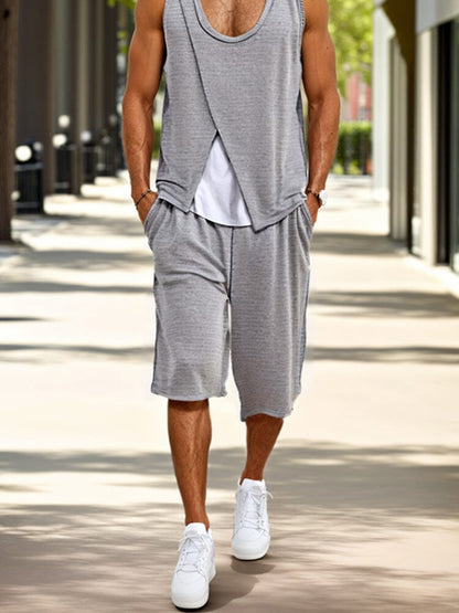 Fake Two-Piece Tank Top Shorts Set