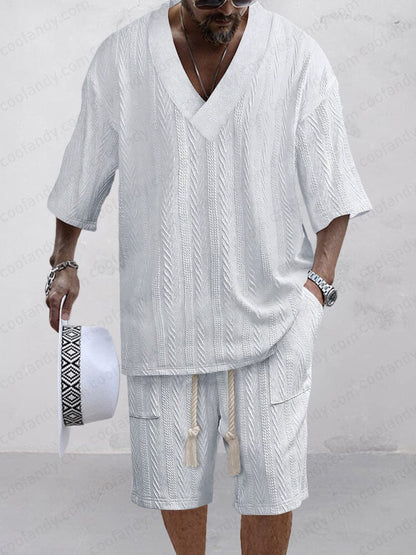 Casual Stretch Jacquard Knit 2-Piece Set