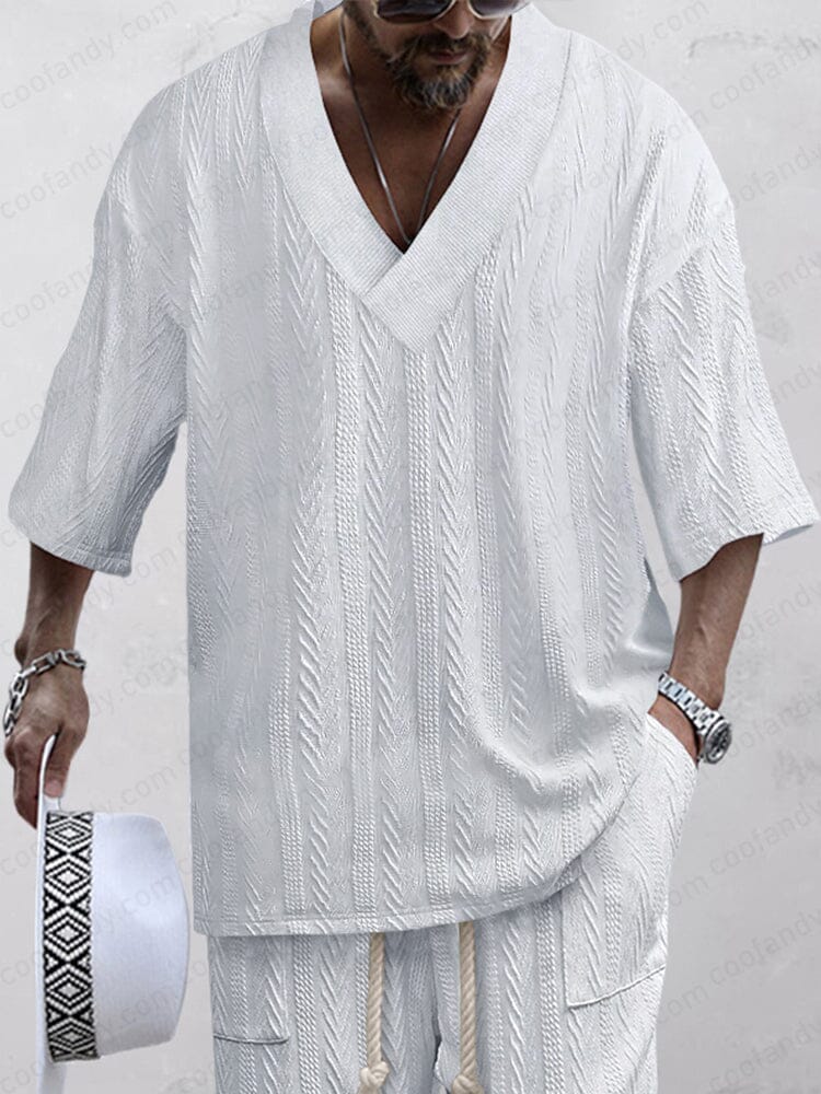 Casual Stretch Jacquard Knit 2-Piece Set