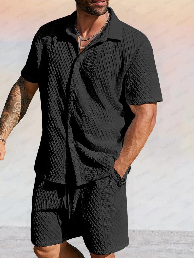 Leisure Jacquard Textured Shirt Set