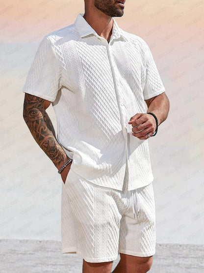 Leisure Jacquard Textured Shirt Set