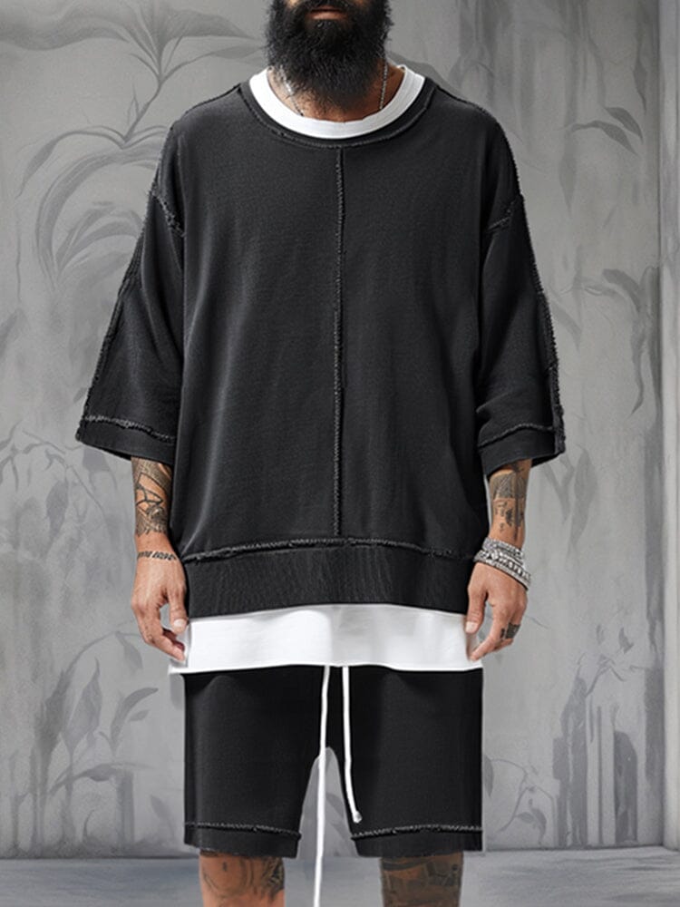 Leisure Trendy Color Block Tracksuit Set