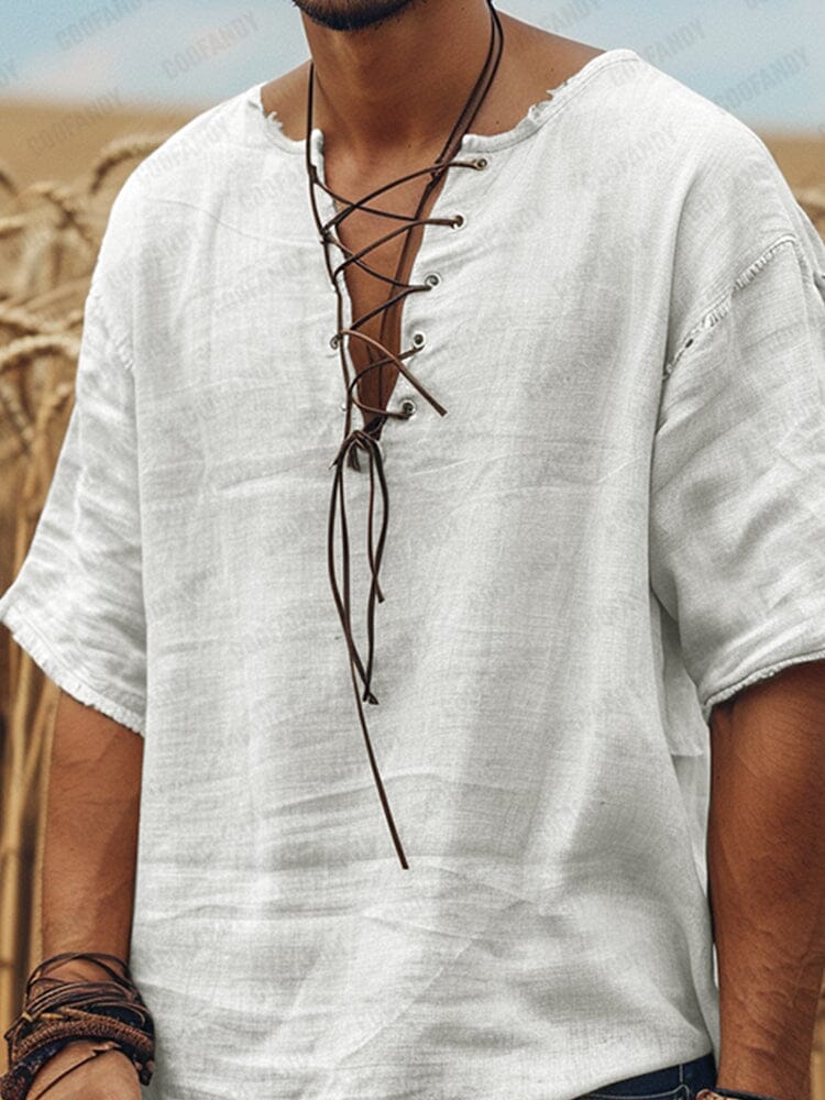 Soft Charm Lace-Up Cotton Top