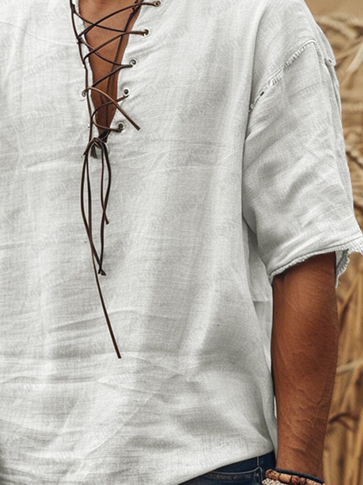Soft Charm Lace-Up Cotton Top