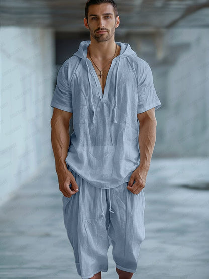 Minimalist Hooded T-shirt Shorts Set