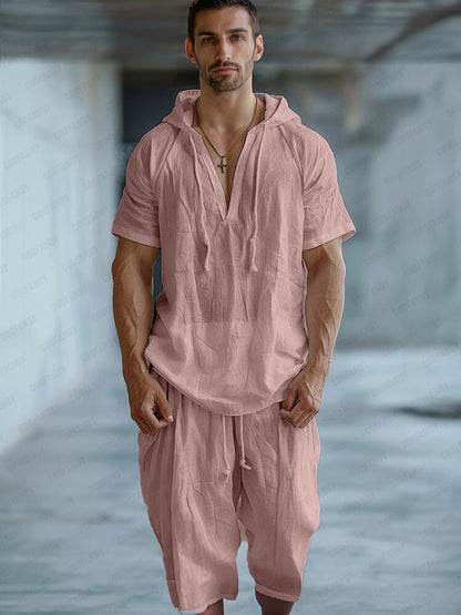 Minimalist Hooded T-shirt Shorts Set