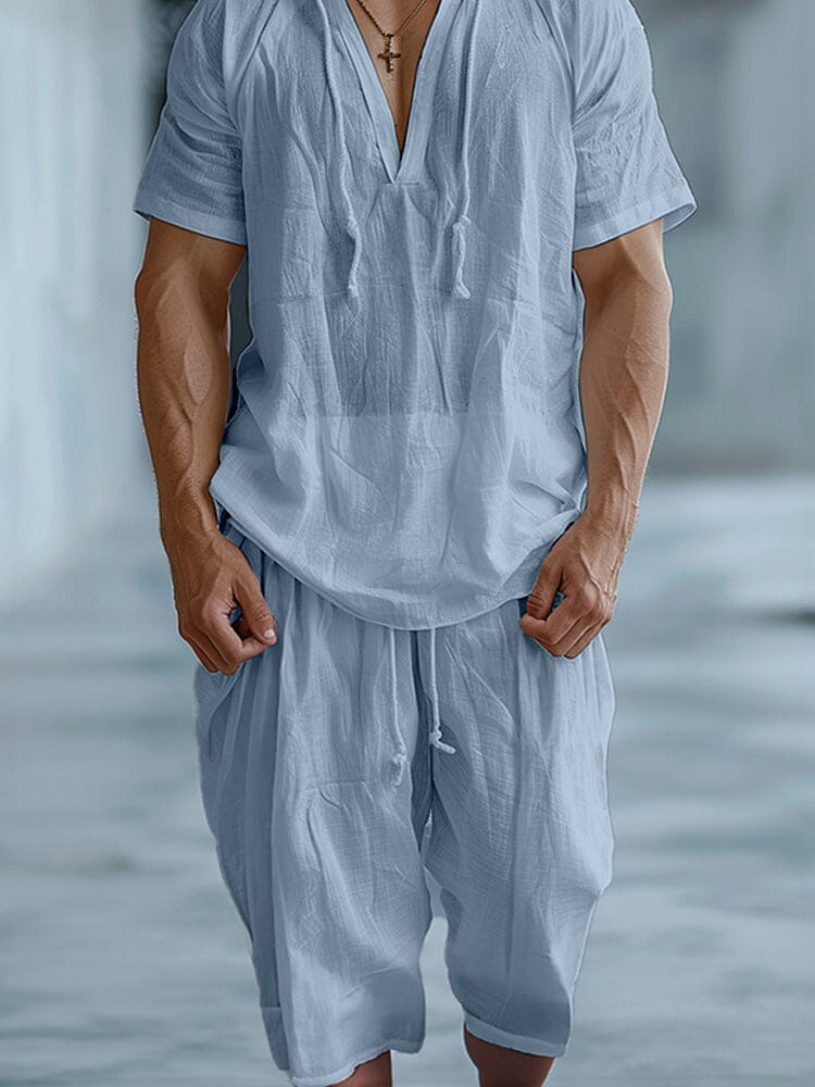Minimalist Hooded T-shirt Shorts Set
