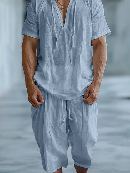 Minimalist Hooded T-shirt Shorts Set