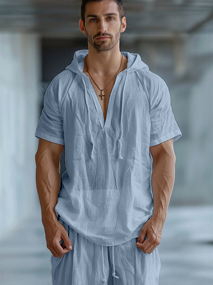 Minimalist Hooded T-shirt Shorts Set