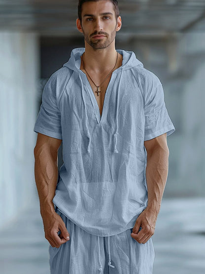 Minimalist Hooded T-shirt Shorts Set