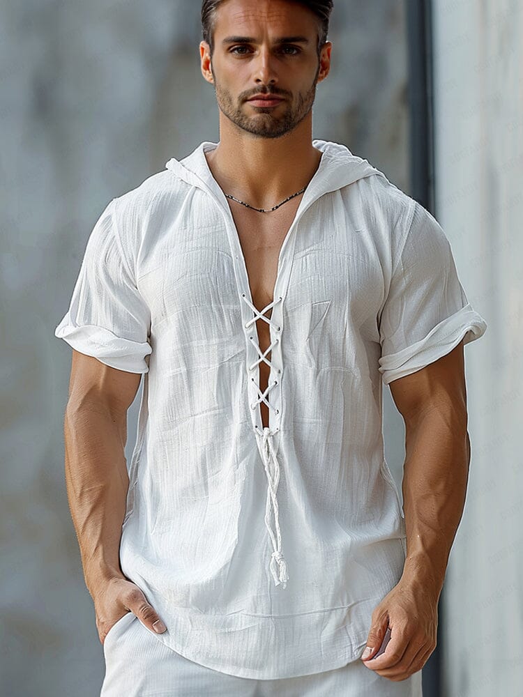 Comfy Lace-Up Cotton Blend Top