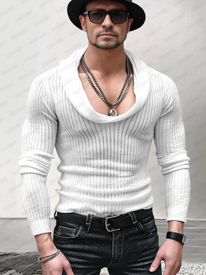 Muscle Fit Cowl Neck Knit Top
