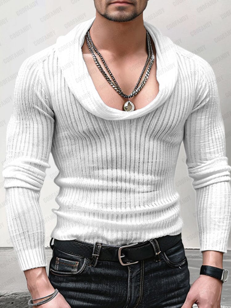 Muscle Fit Cowl Neck Knit Top