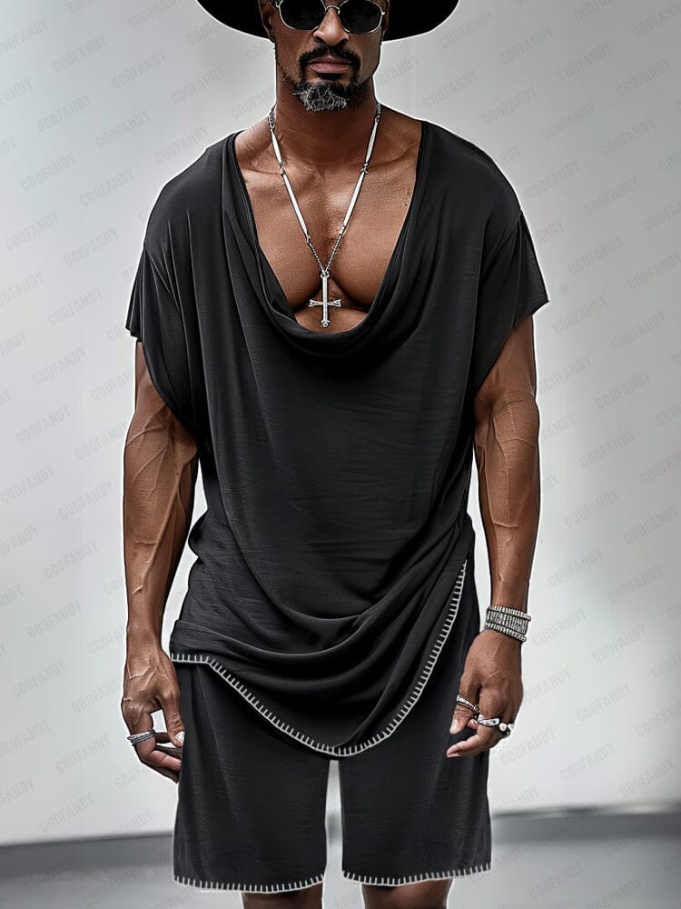 Stylish Drape Neck T-shirt Set