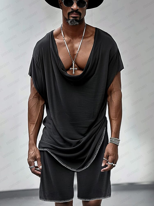 Stylish Drape Neck T-shirt Set