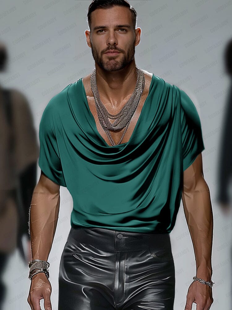 Cozy Satin Draped Neck Top