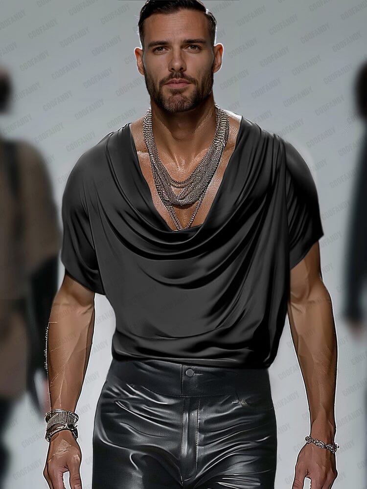 Cozy Satin Draped Neck Top