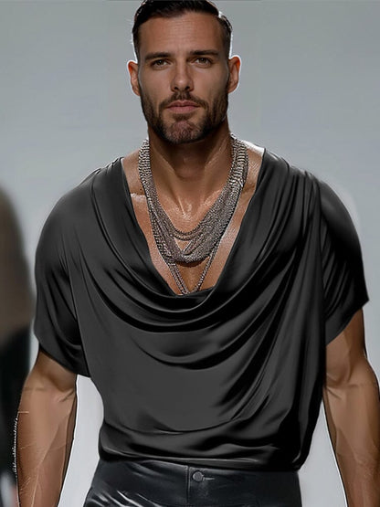 Cozy Satin Draped Neck Top