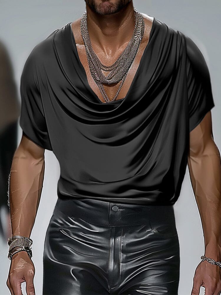 Cozy Satin Draped Neck Top