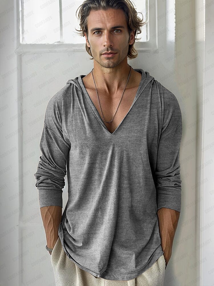Comfy Hooded V-Neck Top