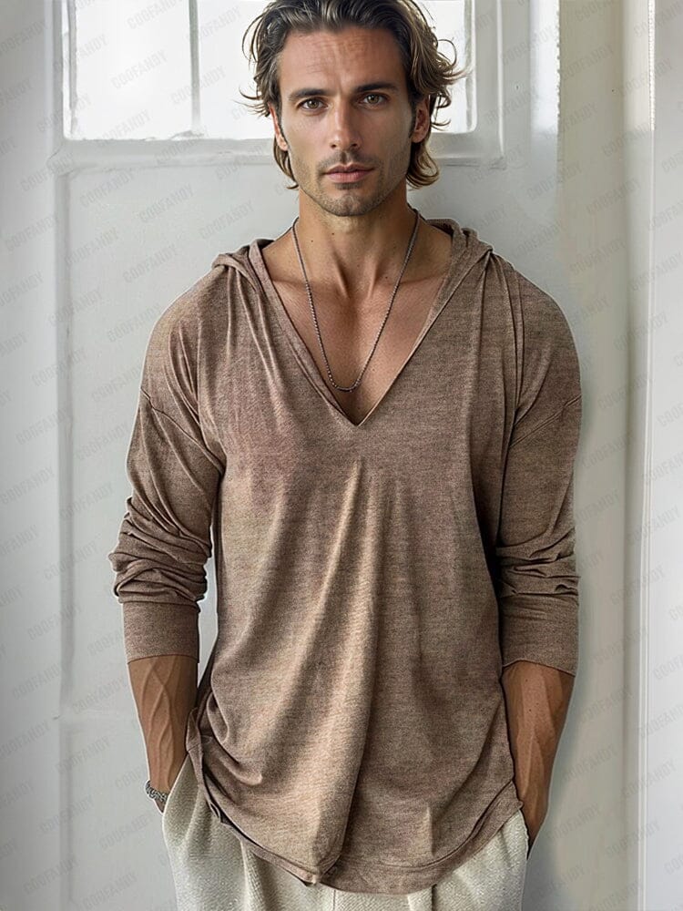 Comfy Hooded V-Neck Top