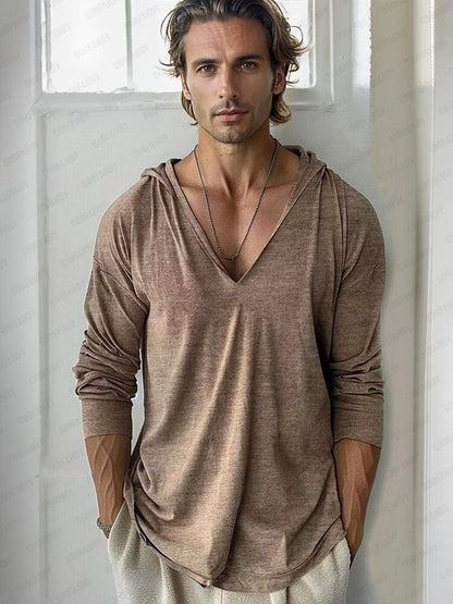 Comfy Hooded V-Neck Top