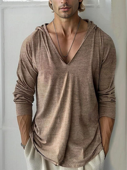 Comfy Hooded V-Neck Top