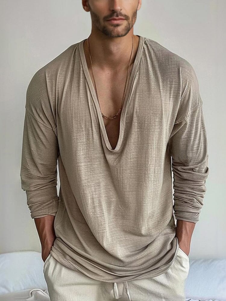 Minimalist Plain V-Neck Top