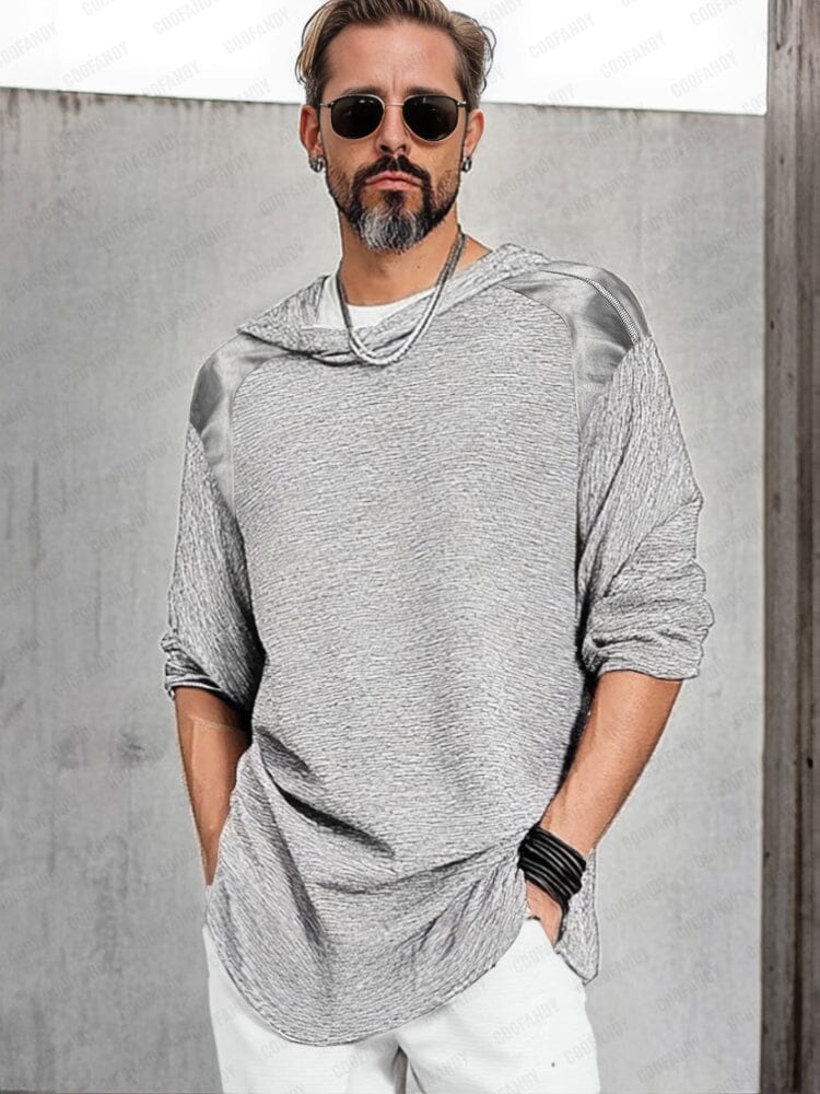 Comfy Zip Shoulder Hooded Top