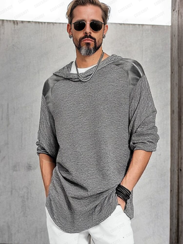 Comfy Zip Shoulder Hooded Top