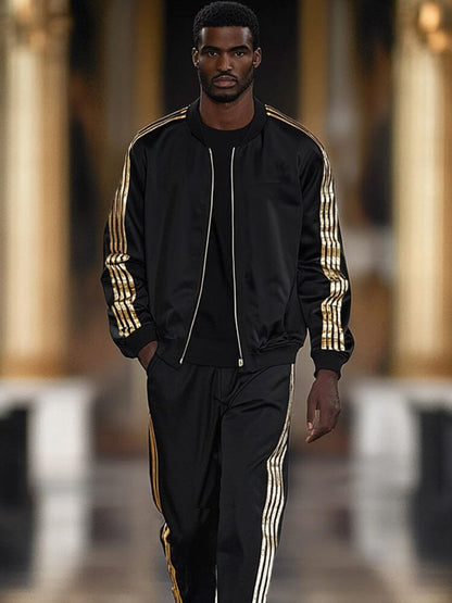 Luxury Gold Stripes Jacket Set