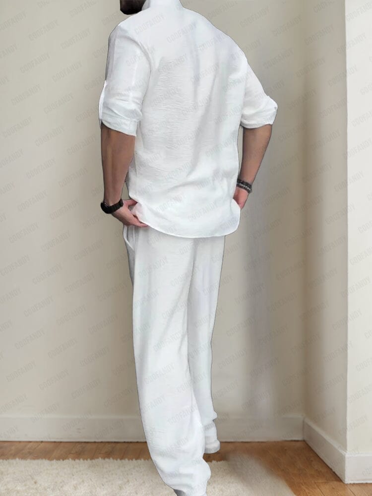 Minimalist Standing Collar Shirt Set