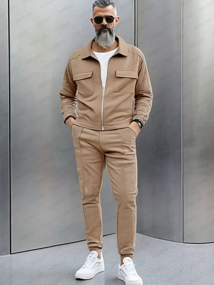 Cargo Style Suede Jacket Set