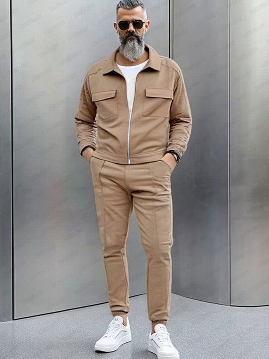 Cargo Style Suede Jacket Set