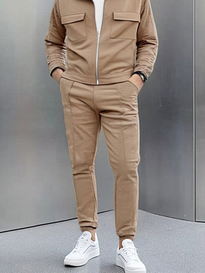 Cargo Style Suede Jacket Set