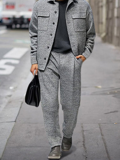 Casual Pockets Jacket Pants Set