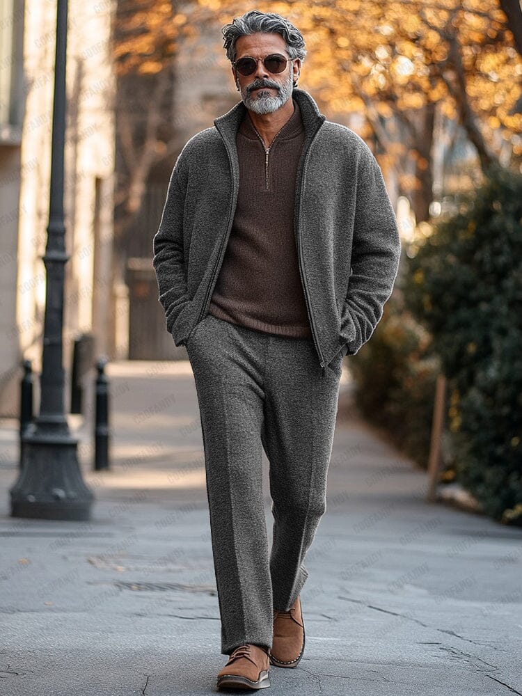 Elegant Mockneck Jacket Pants Set