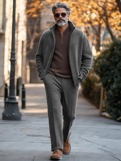 Elegant Mockneck Jacket Pants Set