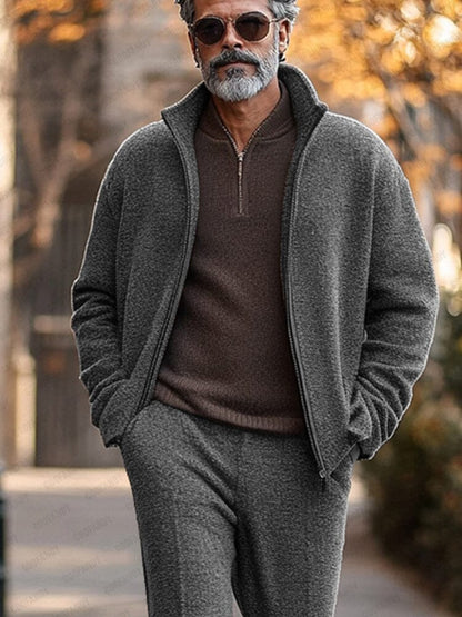 Elegant Mockneck Jacket Pants Set